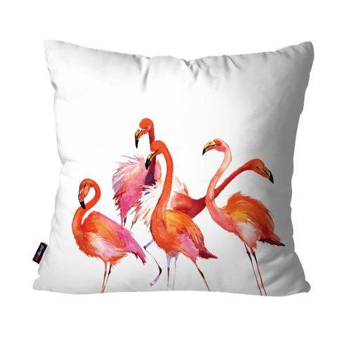 Capa de Almofada Decorativa Avulsa Branco Flamingos