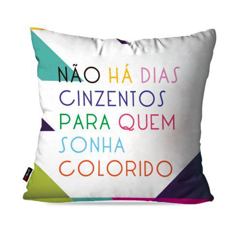 Capa de Almofada Decorativa Avulsa Branco Frases Dias Coloridos