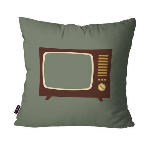 Capa de Almofada Decorativa Avulsa Verde Retrô TV