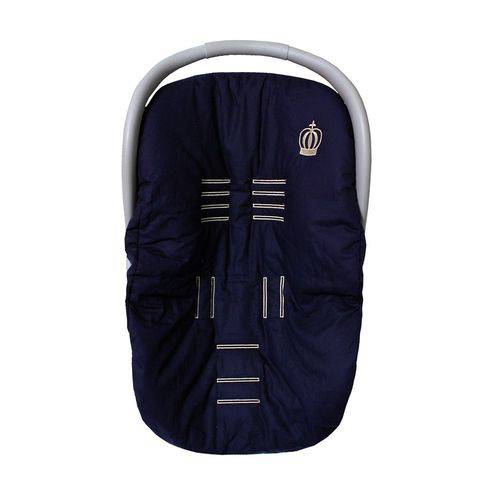 Capa de Bebê Conforto Coroa Luxo Azul Marinho