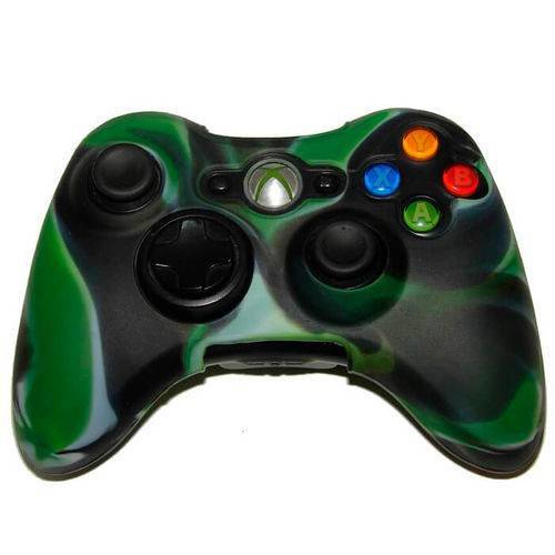 Capa de Silicone para Controle Xbox 360 Camuflada Verde Preto e Branco Feir Fr-314m