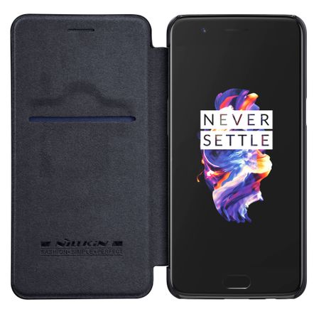 Capa Flip Cover Nillkin Qin para OnePlus 5-Preta