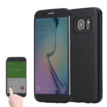 Capa Flip Cover Rock Dr. V Series Smart UI para Samsung Galaxy S7 Edge-Preta