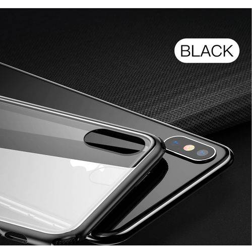Capa Iphone X Xs Baseus See-through Glass + Pelicula de Vidro - Case Transparente com Borda Preta