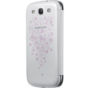 Capa P/ Samsung Galaxy S3 Samsung Flip Cover Branca C/ Flores EFC-1G6RWEGSTD