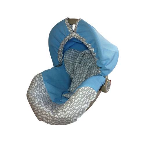 Capa para Bebê Conforto Chevron Cinza com Azul