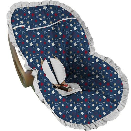Capa para Bebê Conforto Marinho Estrelas Vermelha - Soninho de Bebê