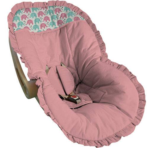 Capa para Bebe Conforto Rosa com Elefantinhos Coloridos - Soninho de Bebê