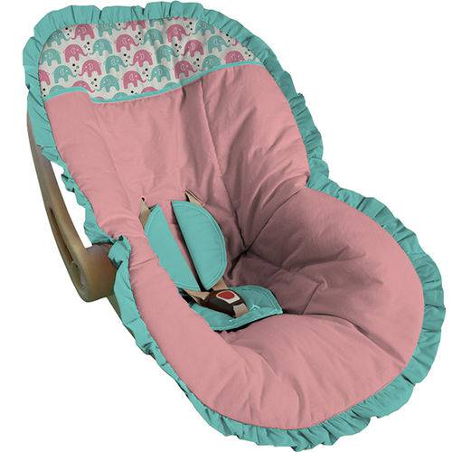 Capa para Bebe Conforto Rosa e Verde Tiffany Elefantinhos - Soninho de Bebê