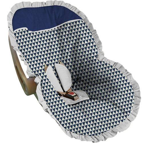 Capa para Bebê Conforto Triângulo Marinho Babado Branco - Soninho de Bebê