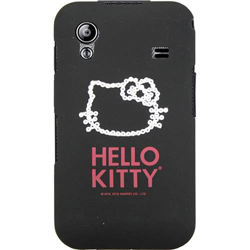 Capa para Celular Galaxy Ace Hello Kitty Cristais Policarbonato Preta - Case Mix