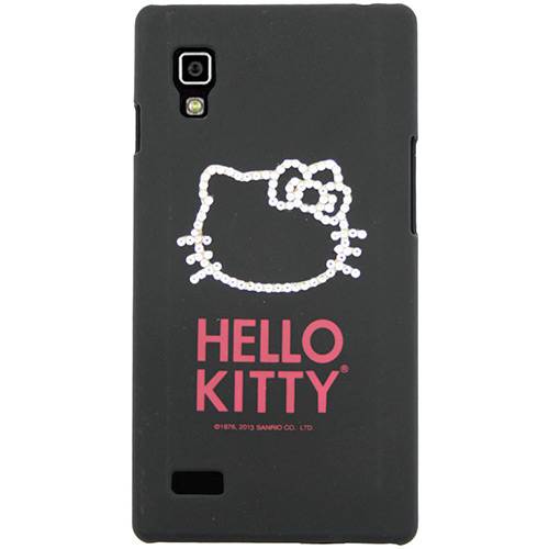 Capa para Celular Optimus L9 Hello Kitty Cristais Policarbonato Preta - Case Mix