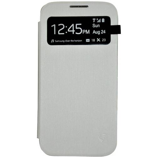 Capa para Celular para Galaxy S4 em Acrílico Flip Cover com S View Branca - Driftin