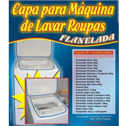Capa para Máquina de Lavar Roupa Flanelada Tamanho P 97x60x55cm