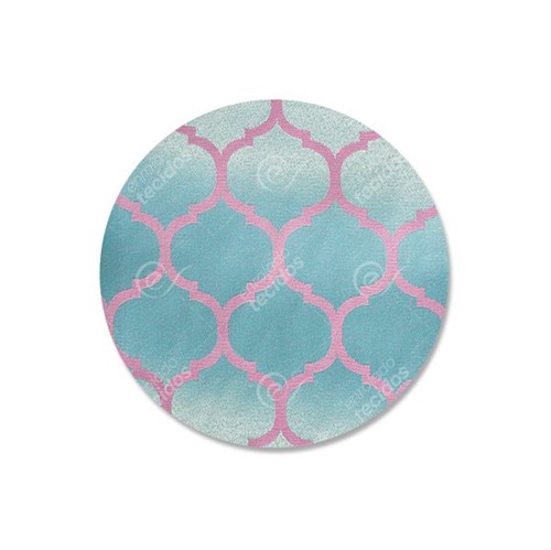 Capa para Sousplat em Tecido Jacquard Azul Tiffany e Rosa Geométrico Tradicional
