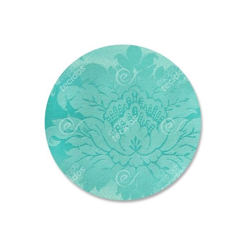 Capa para Sousplat em Tecido Jacquard Azul Tiffany Medalhão Tradicional