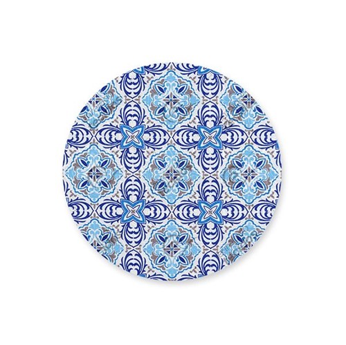 Capa para Sousplat em Tecido Jacquard Estampado Azulejo Português Azul