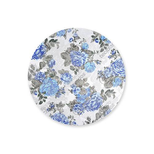 Capa para Sousplat em Tecido Jacquard Estampado Floral Azul