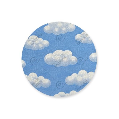 Capa para Sousplat em Tecido Jacquard Estampado Nuvem Azul