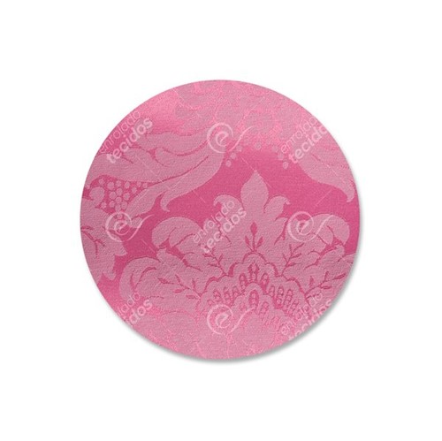 Capa para Sousplat em Tecido Jacquard Rosa Pink Chiclete Medalhão Tradicional