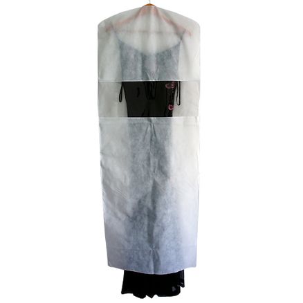 Capa para Vestido TNT com Visor de PVC 1,50mt (A) X 55cm (L) Branca - 3 Peças