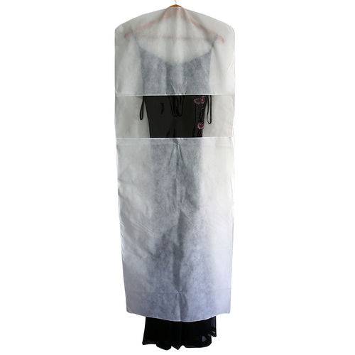 Capa para Vestido Tnt com Visor de Pvc 1,50mt (A) X 55cm (L) Branca - 15 Peças