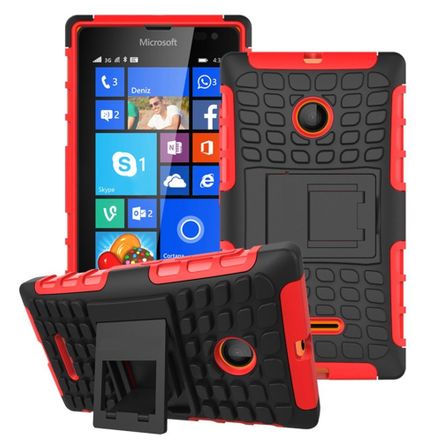 Capa Protetora Armadura 2x1 para Microsoft Lumia 435 e 435 Dual-Vermelha