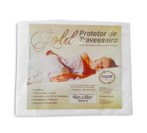 Capa Protetora de Travesseiro PADRÃO Gold Impermeável - 50x70 Tamanho Padrão