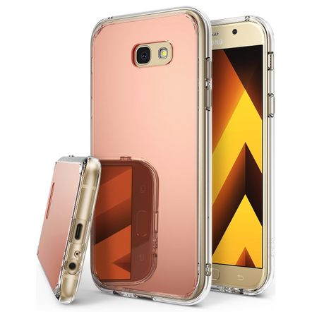 Capa Protetora Rearth Ringke Fusion Mirror para Samsung Galaxy A3 2017-Rose Gold