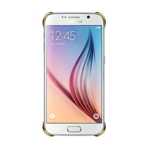 Capa Protetora Samsung Clear Cover Dourada para Galaxy S6