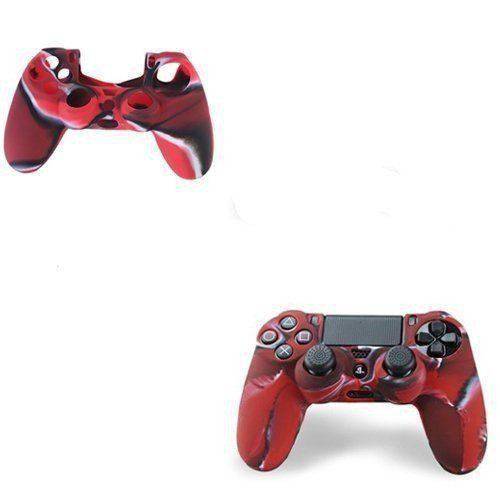 Capa Silicone Controle Playstation 4 Vermelho e Preto P214-1