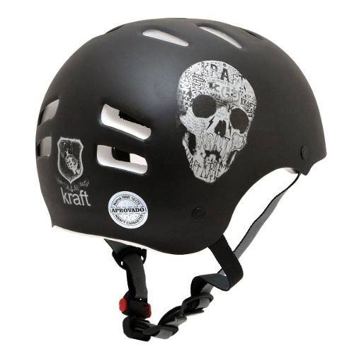 Capacete Kraft Bike, Skate, Patins - Original - Black Skull