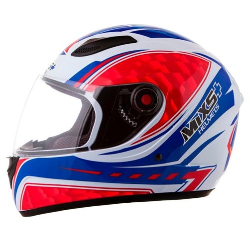Capacete MIXS Fokker Flame BRANCO-VERMLHO-AZUL