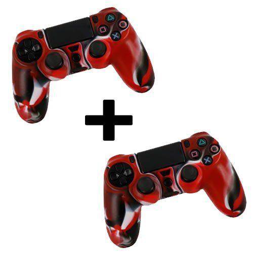2 Capas de Silicone para Controle Joystick Playstation 4 Vermelho e Preto