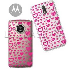 Capinha - Corações Rosa - Motorola Moto C Plus