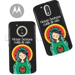 Capinha - Nossa Senhora Cuida de Mim - Black - Motorola Moto C Plus
