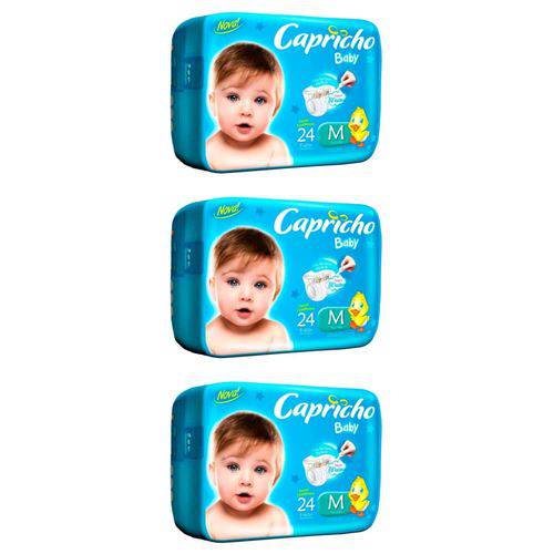 Capricho Baby Prática Fralda Infantil M C/24 (kit C/03)