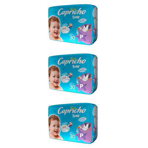Capricho Baby Prática Fralda Infantil P C/30 (kit C/03)
