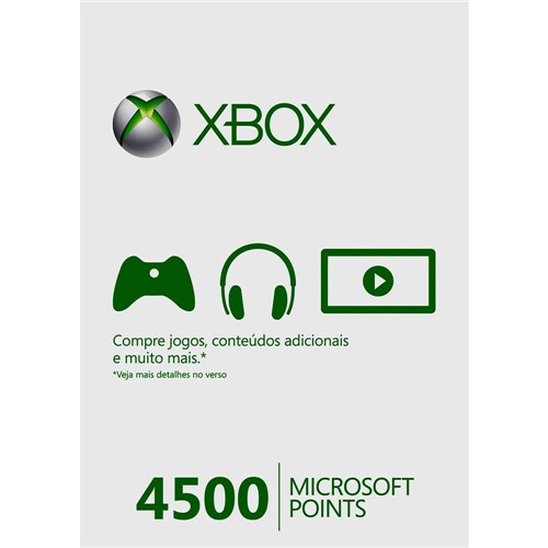 Card Microsoft Live Points 4500 Pontos - Xbox 360