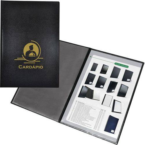 Cardapio Luxo Couro Nobr.185x275mm C/4f Pct.c/04 Acp