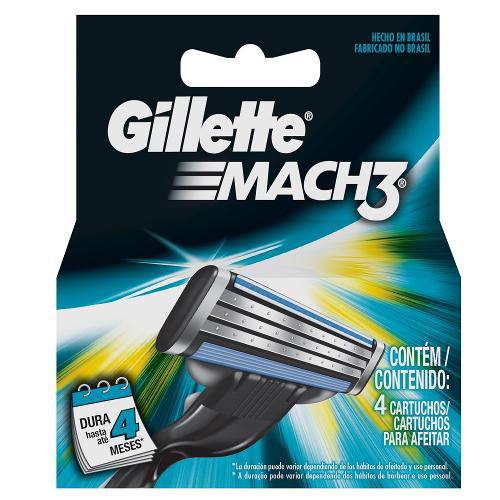 Carga Gillette Mach3 com 4 Unidades