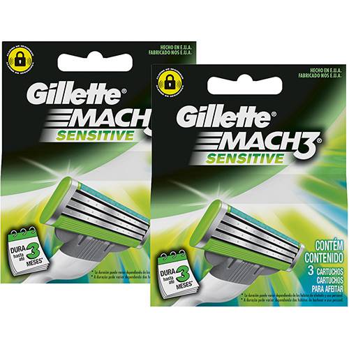 Carga Gillette Mach3 Sensitive com 6 Unidades