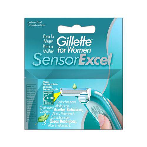Carga Gillette Sensor Excel Feminino C/ 3 Unidades