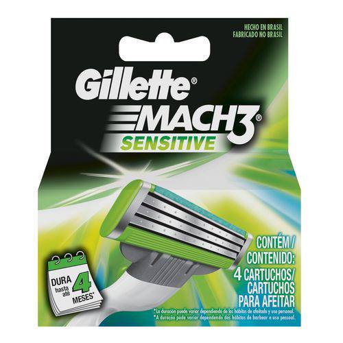 Carga P/aparelho de Barbear Mach3 Sensitive C/4 Unids - Gillette