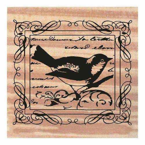 Carimbo de Madeira para Arte e Artesanato 6 X 7 Cm - Ta-304 Quadro de Pássaro
