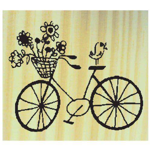 Carimbo de Madeira para Arte e Artesanato 6 X 7 Cm - Ta-194 Bicicleta de Flores