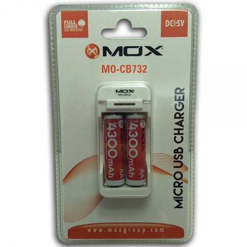 Carregador de Pilhas Micro USB Mox Mo-CB732