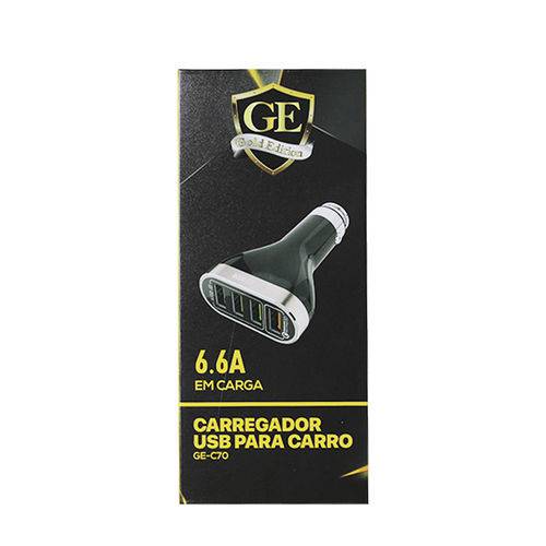 Carregador Gold Edition para Carro Ge-c70 V8 4p-USB 6.6a-preto