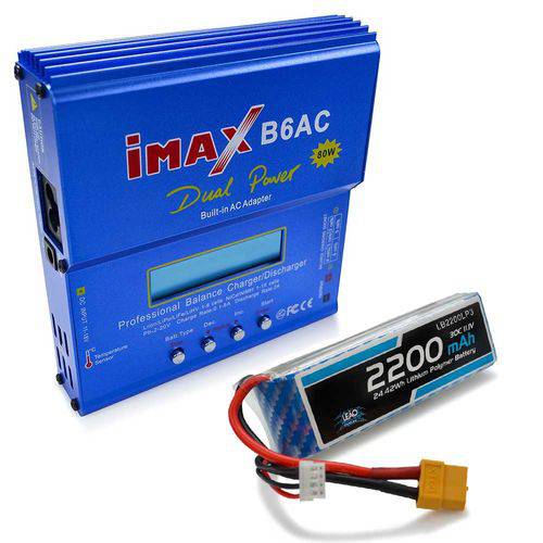 Carregador Imax B6ac e Bateria Lipo 11.1v - 2200mah - Xt60