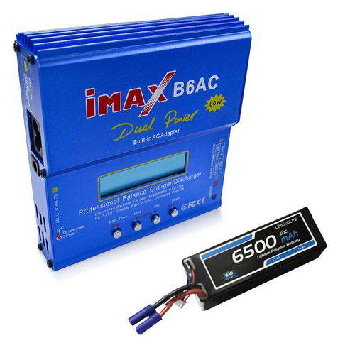 Carregador Imax B6ac e Bateria Lipo 14.8v - 6500mah - Ec5